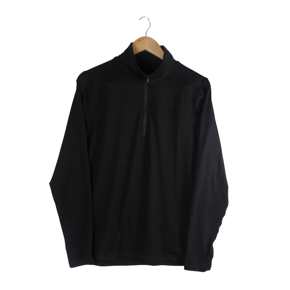 Quince‎ Mens Quarter Zip Pullover Black Golf Stretch Performance Top Size M